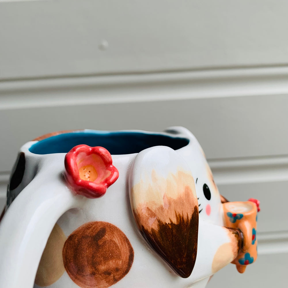 Brown and white BUNNY coffee pun mug with mug friend, photo 10 of 12