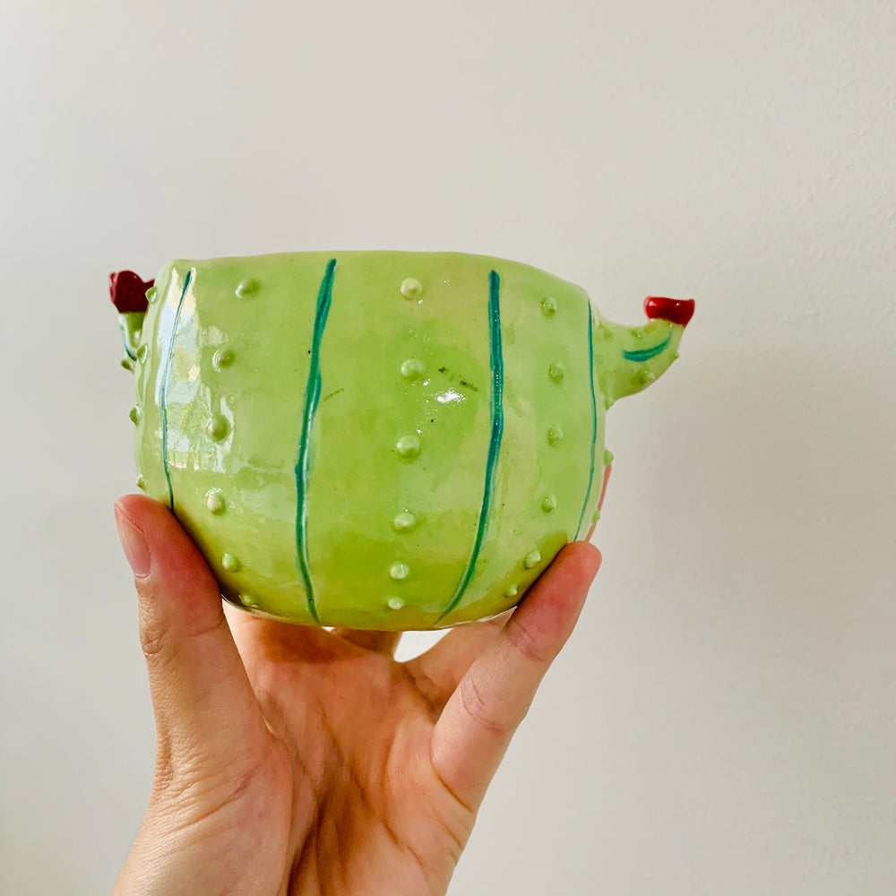 Flowery cactus pot with lady bug friends, photo 3 of 8