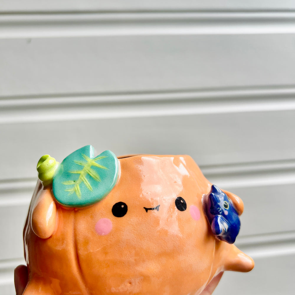 Halloween pumpkin pot with bat friend, photo 8 of 8