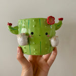 Flowery cactus pot with lamby friends