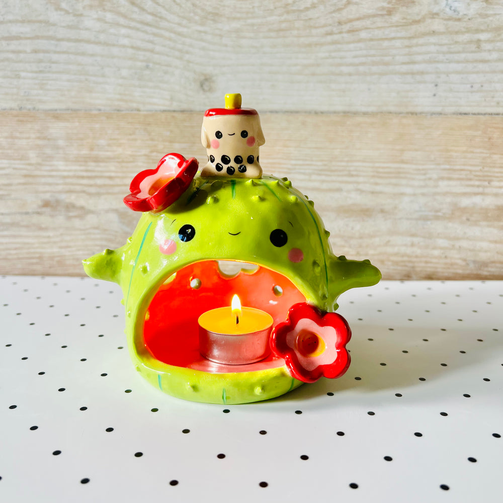 Cactus bubble tea candle holder, photo 1 of 8