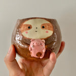 Friendly sloth pot with pig friend