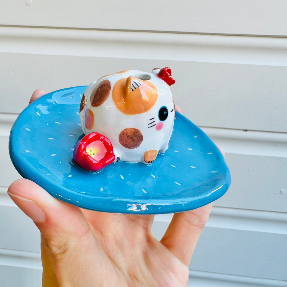 2 in 1 SPOTTY KITTY vase trinket dish, photo 2 of 4