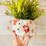 LNY SIDEWAYS BUNNY pot with Daruma Bunny friend