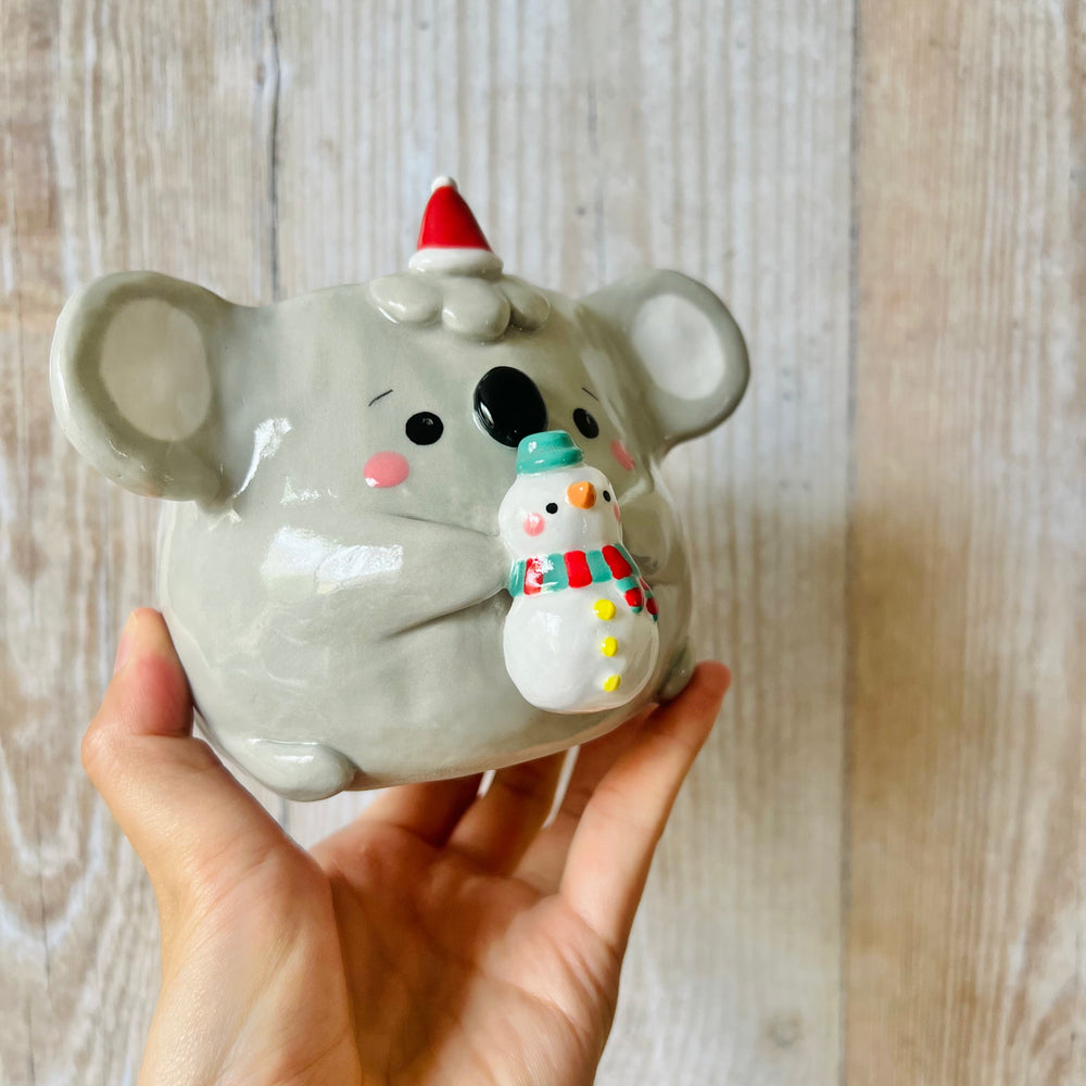 FESTIVE KOALA POT with snowman friend, photo 7 of 7