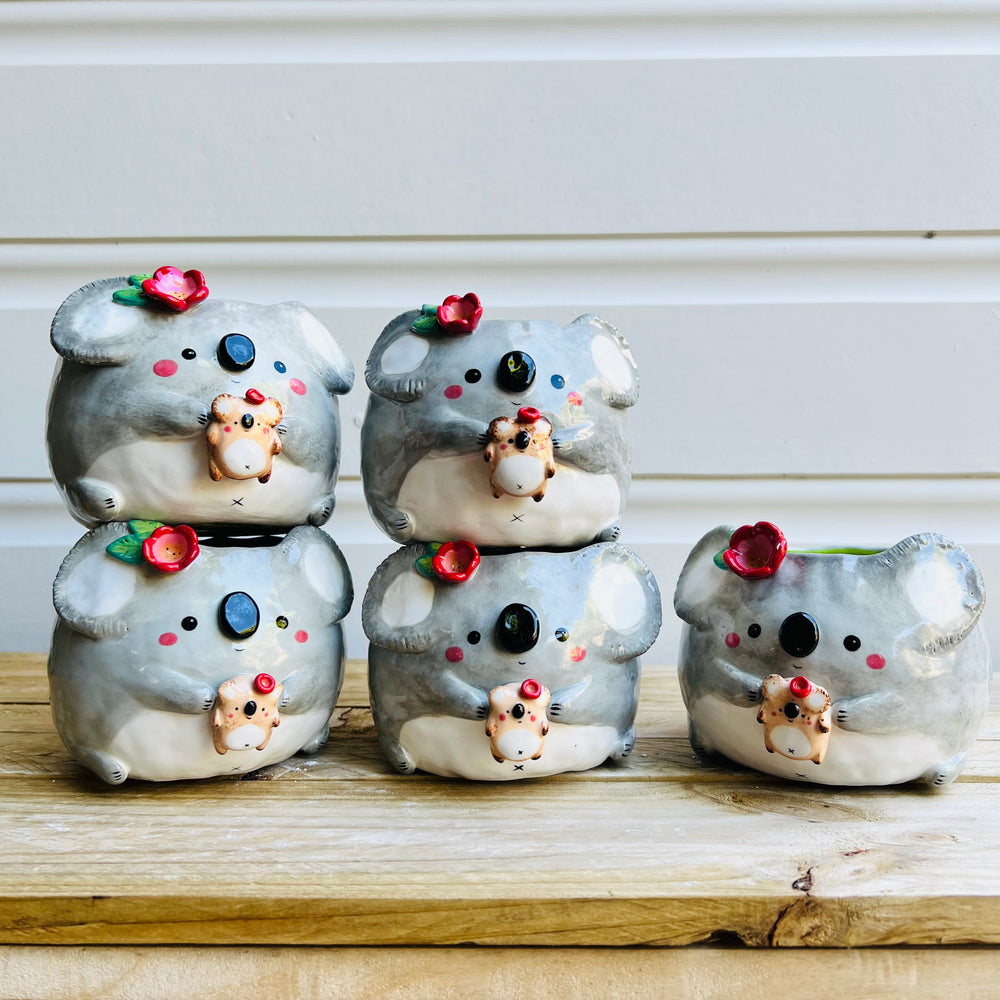 Flowery Koala Pot with koala baby, photo 6 of 6