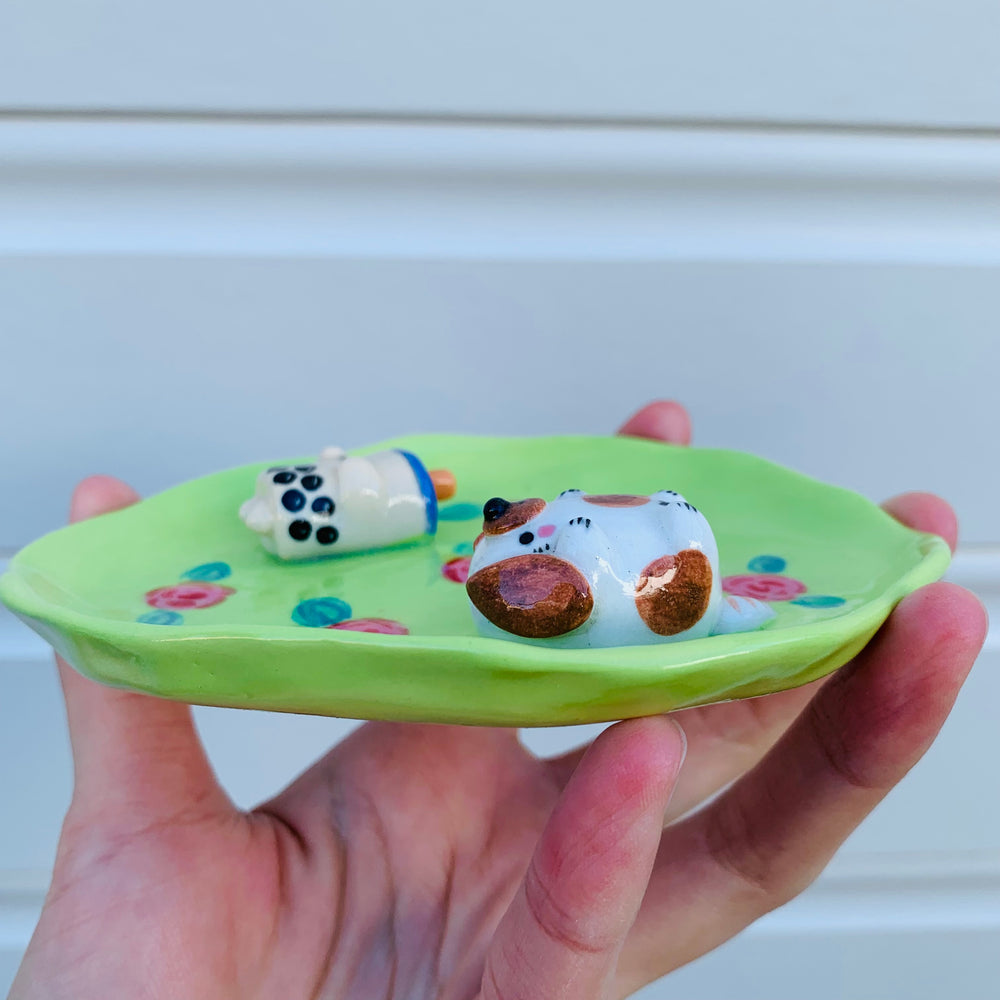 Flowery bubble tea and doggo trinket dish, photo 5 of 5