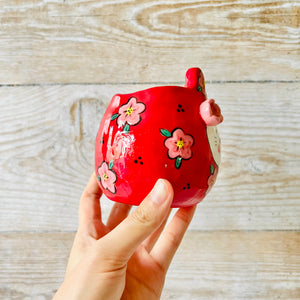 LNY Flowery Daruma Bunny pot