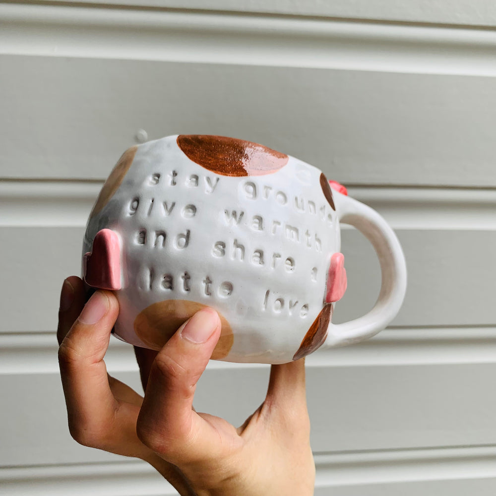 Brown and white BUNNY coffee pun mug with mug friend, photo 2 of 12
