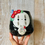 Flowery NO FACE POT with Totoro friends