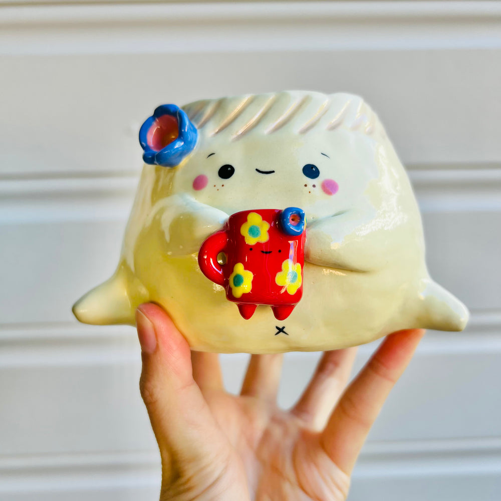 Dumpling POT with coffee mug friend & matching dish, photo 4 of 4