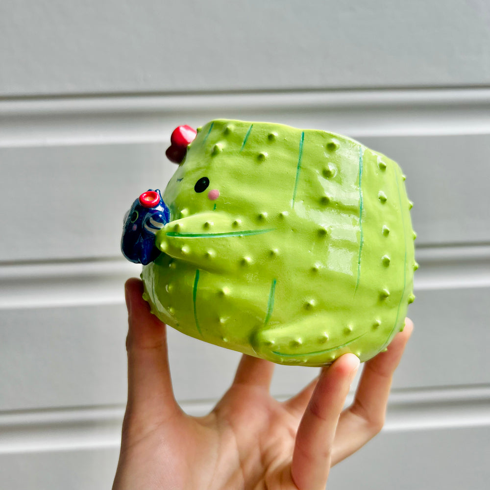 Halloween cactus pot with bat friend, photo 3 of 6