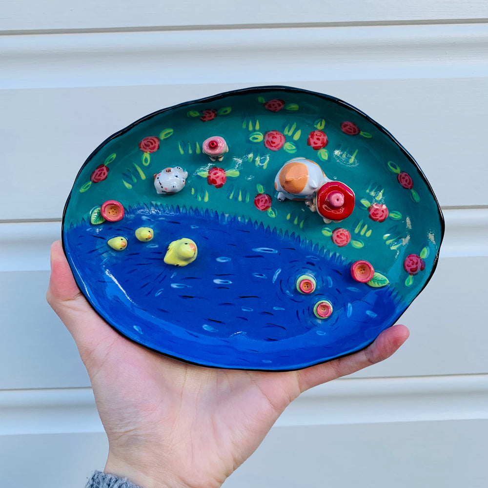 Bubble tea and cat family pond hangs trinket dish, photo 3 of 10