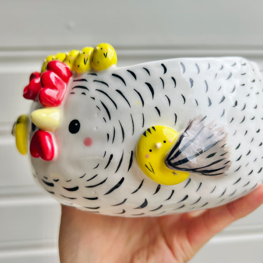 LARGE white chicken bowl with chicks, photo 7 of 9